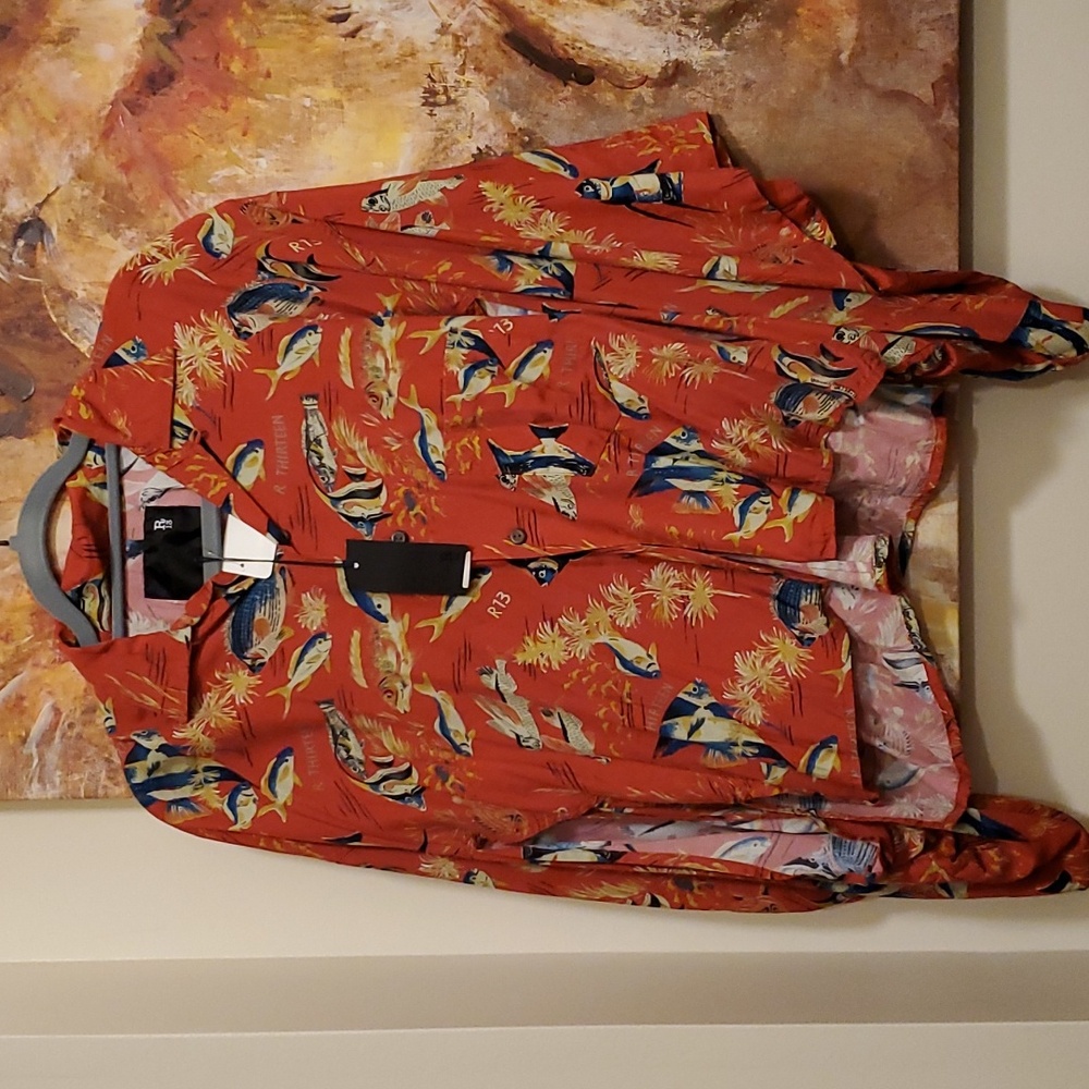 Sz M NWT $795 R13 oversized unisex kimono shirt